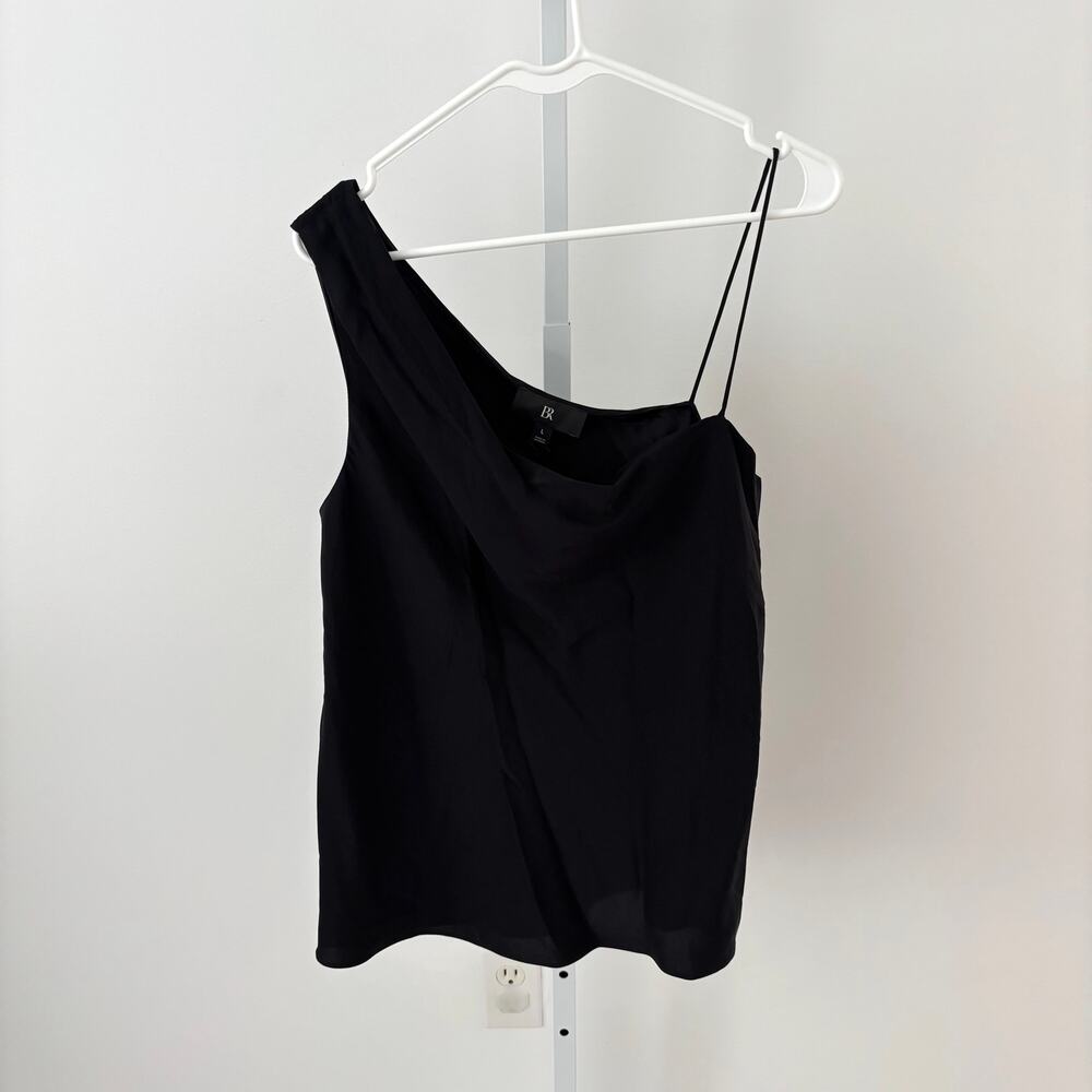 Banana Republic NWT Black 100% Silk Asymmetrical Strap Cami Top Size L